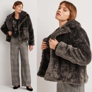 NWT Boden Faux Fur Jacket Coat Size US 12‎ Chocolate Brown Vegan Plush